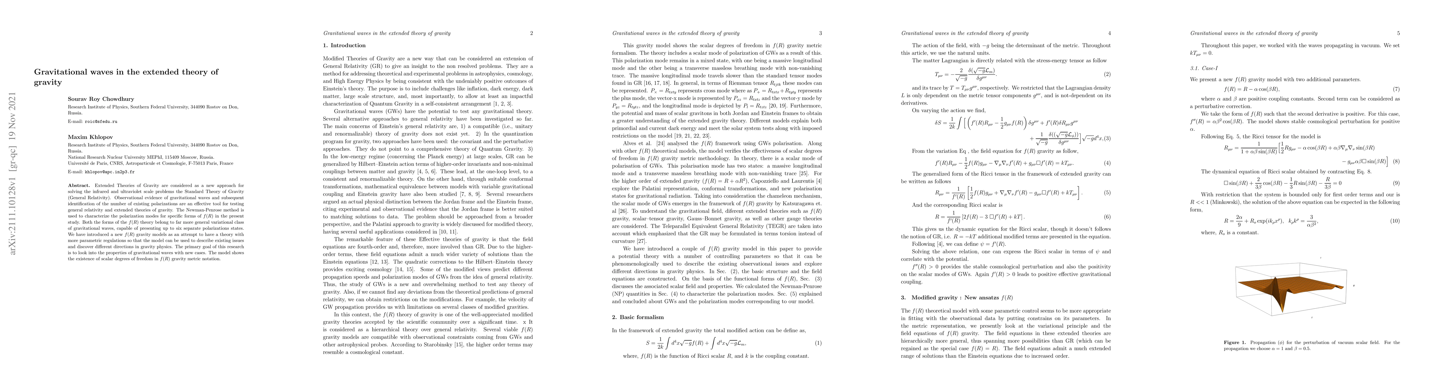Thumbnail for Gravitational waves in the extended theory of gravity