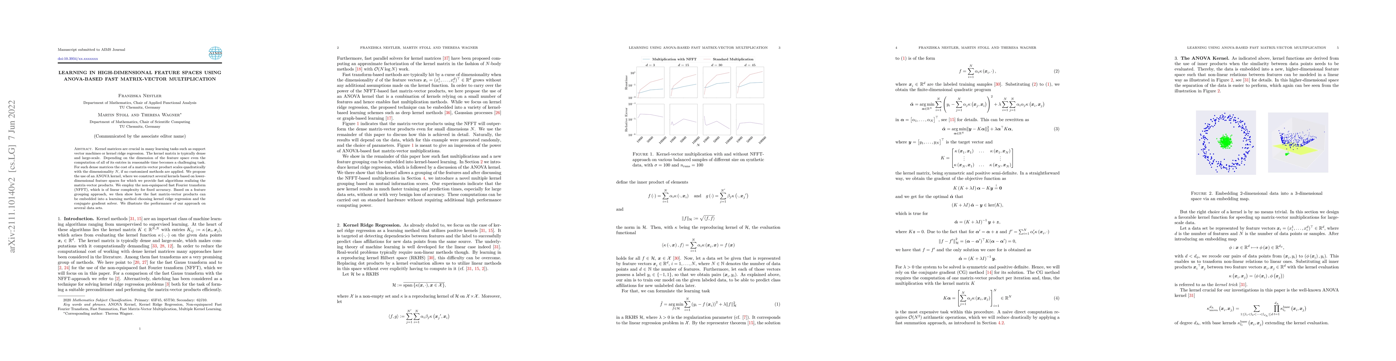 Thumbnail for Learning in High-Dimensional Feature Spaces Using ANOVA-Based Fast
  Matrix-Vector Multiplication