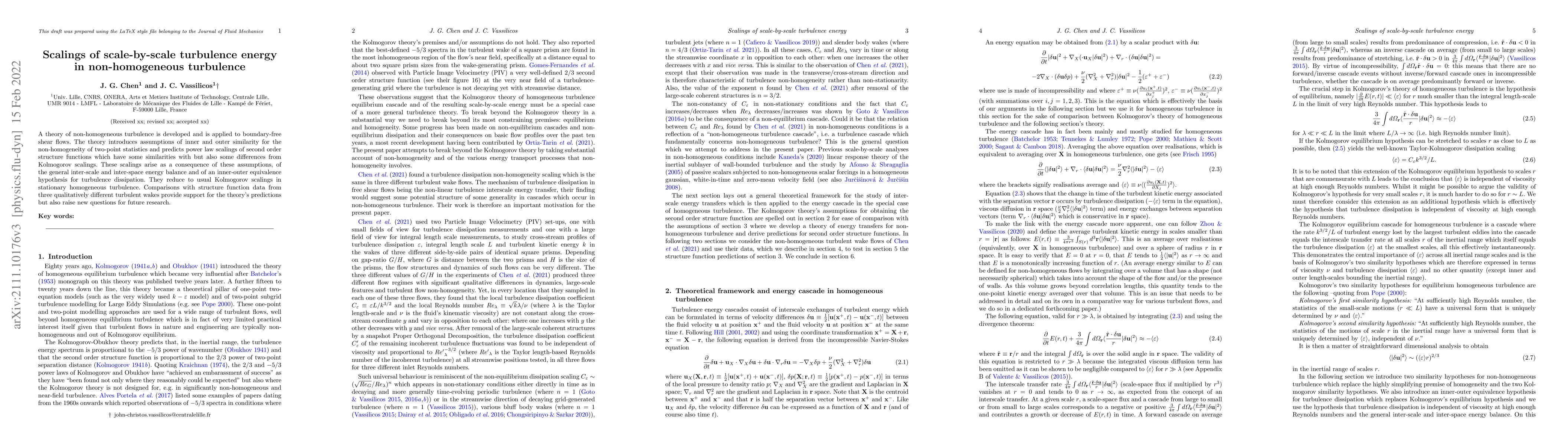Thumbnail for Scalings of scale-by-scale turbulence energy in non-homogeneous
  turbulence