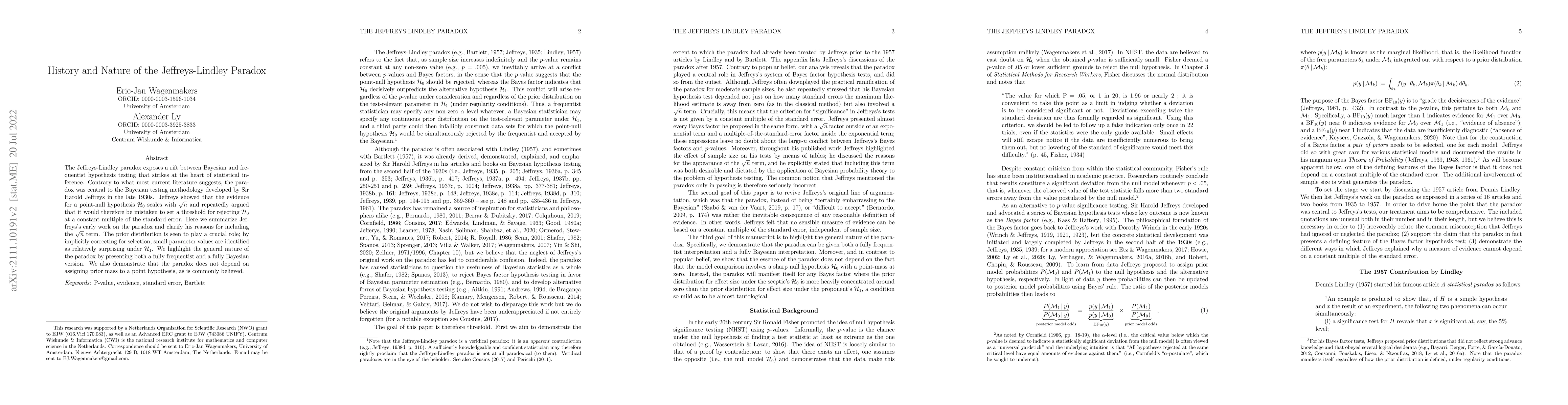 Thumbnail for History and Nature of the Jeffreys-Lindley Paradox