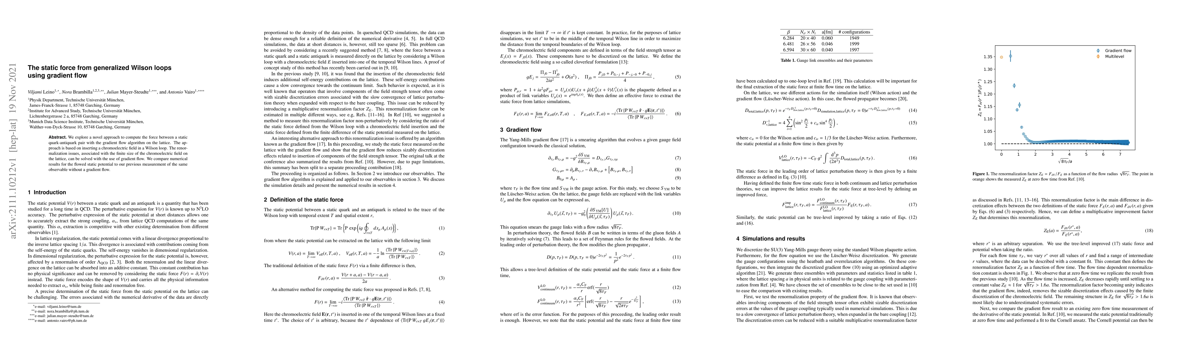 Thumbnail for The static force from generalized Wilson loops using gradient flow