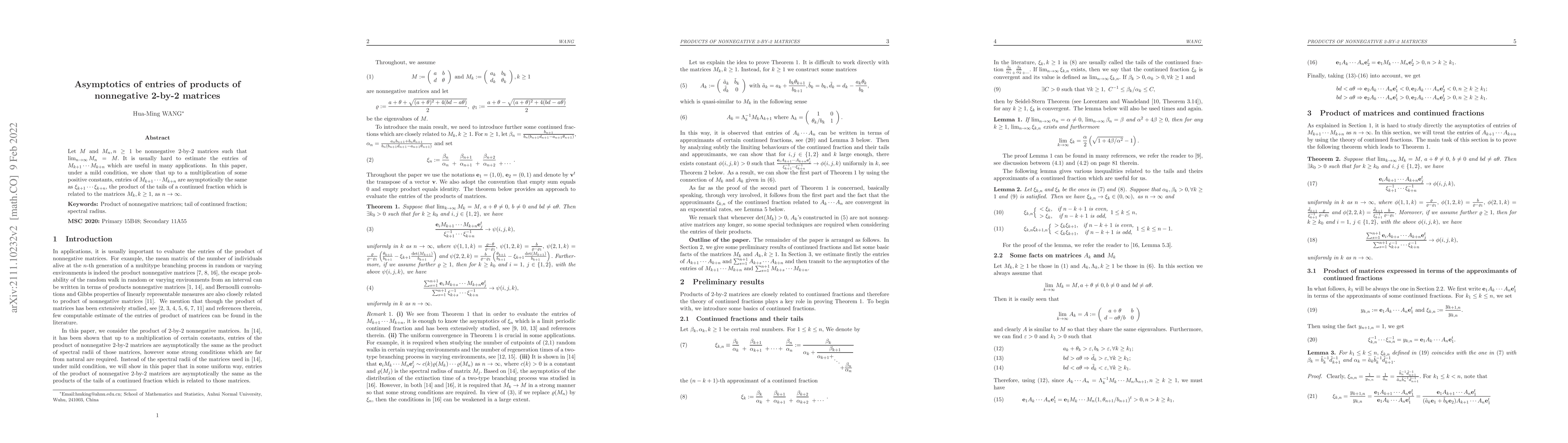 Thumbnail for Asymptotics of entries of products of nonnegative 2-by-2 matrices
