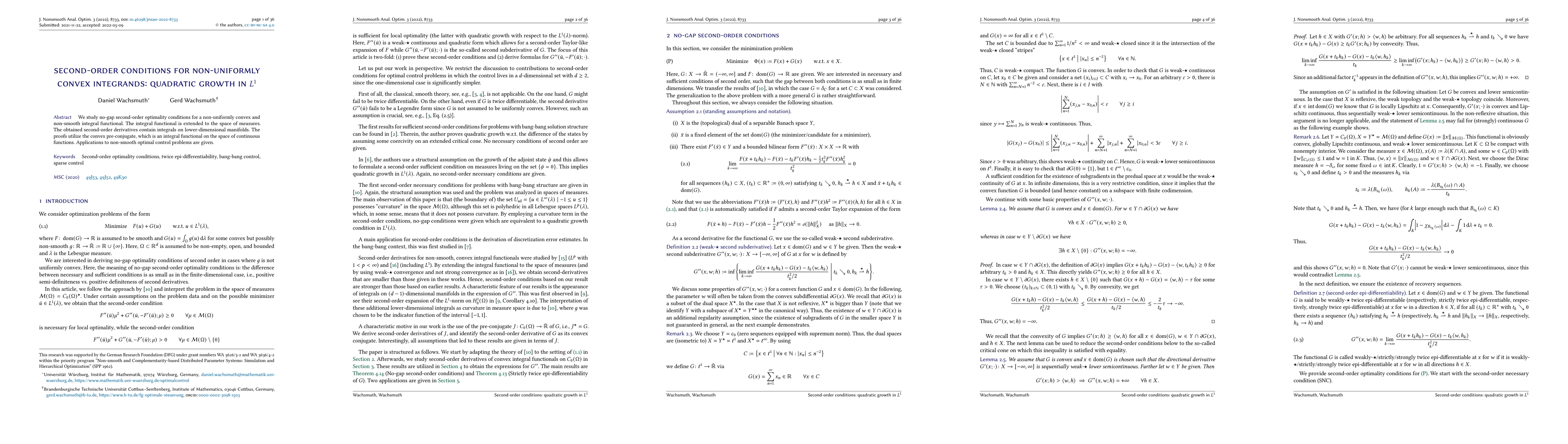 Thumbnail for Second-order conditions for non-uniformly convex integrands: quadratic
  growth in $L^1$