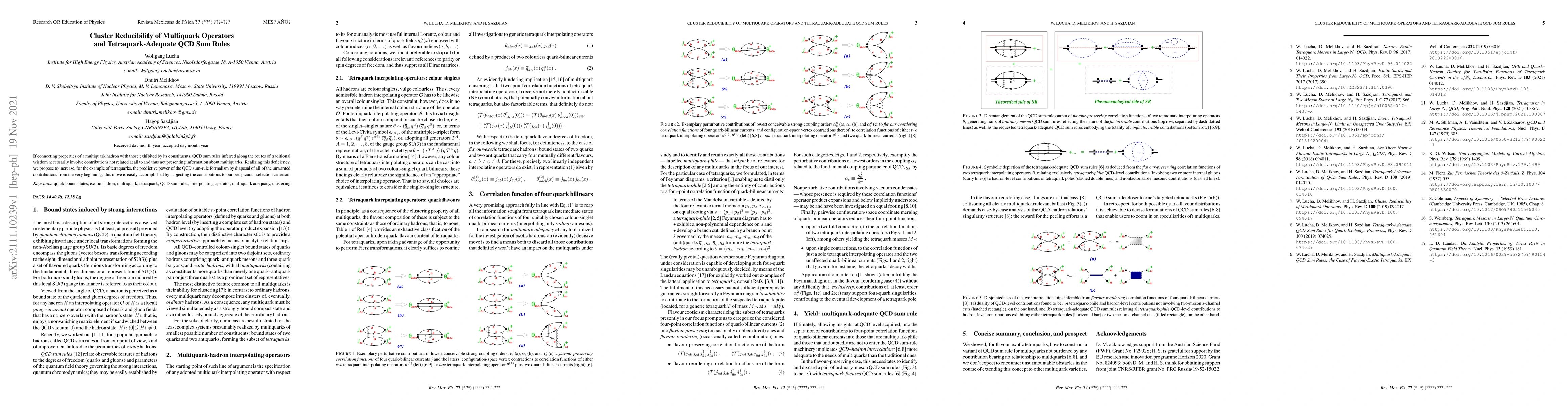 Thumbnail for Cluster Reducibility of Multiquark Operators and Tetraquark-Adequate QCD
  Sum Rules
