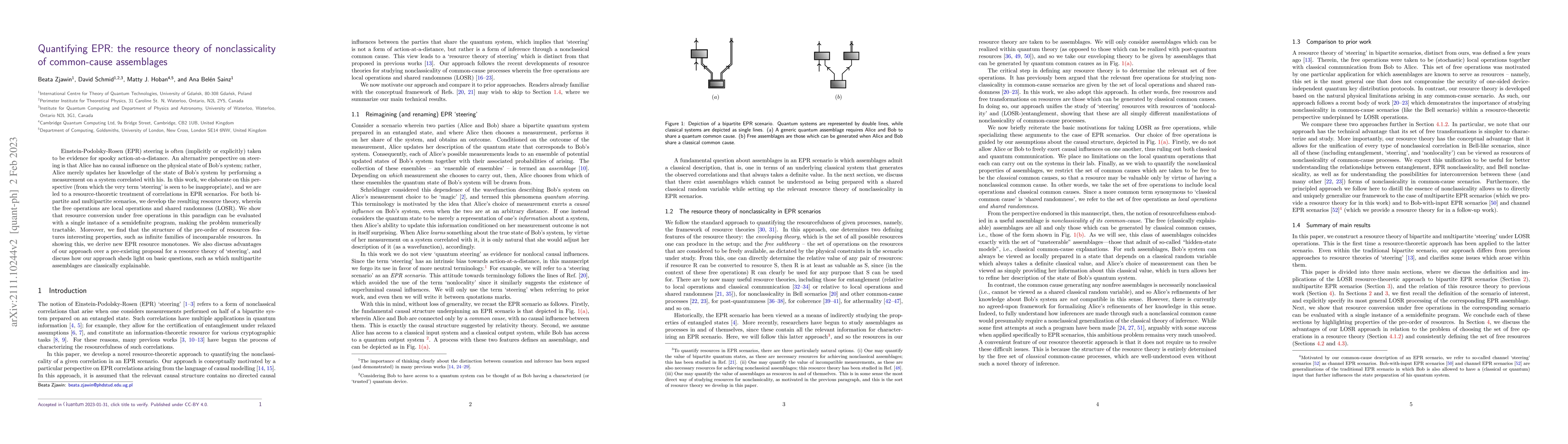 Thumbnail for Quantifying EPR: the resource theory of nonclassicality of common-cause
  assemblages