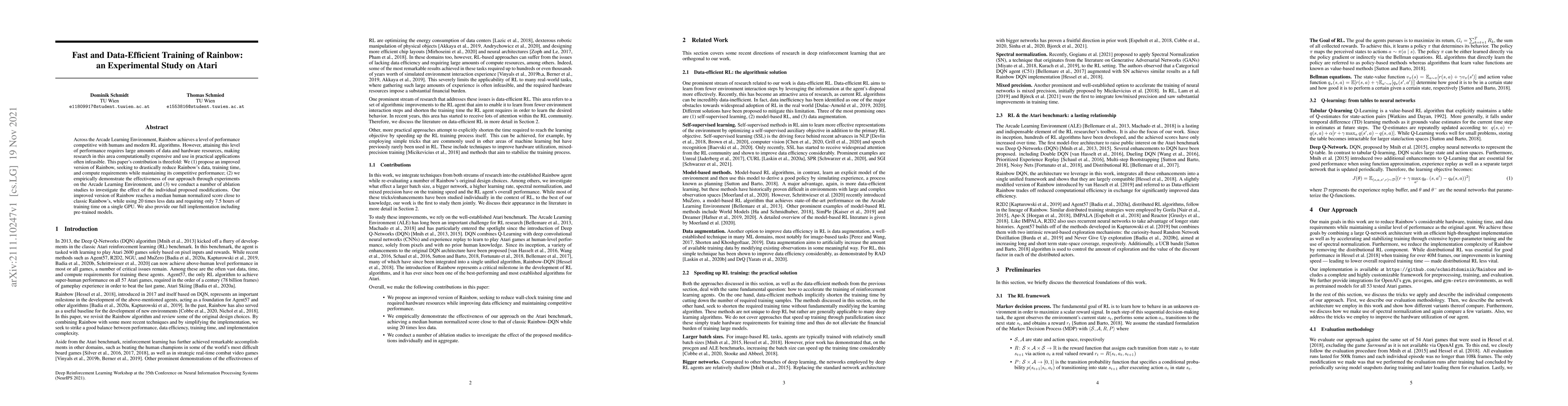 Thumbnail for Fast and Data-Efficient Training of Rainbow: an Experimental Study on
  Atari