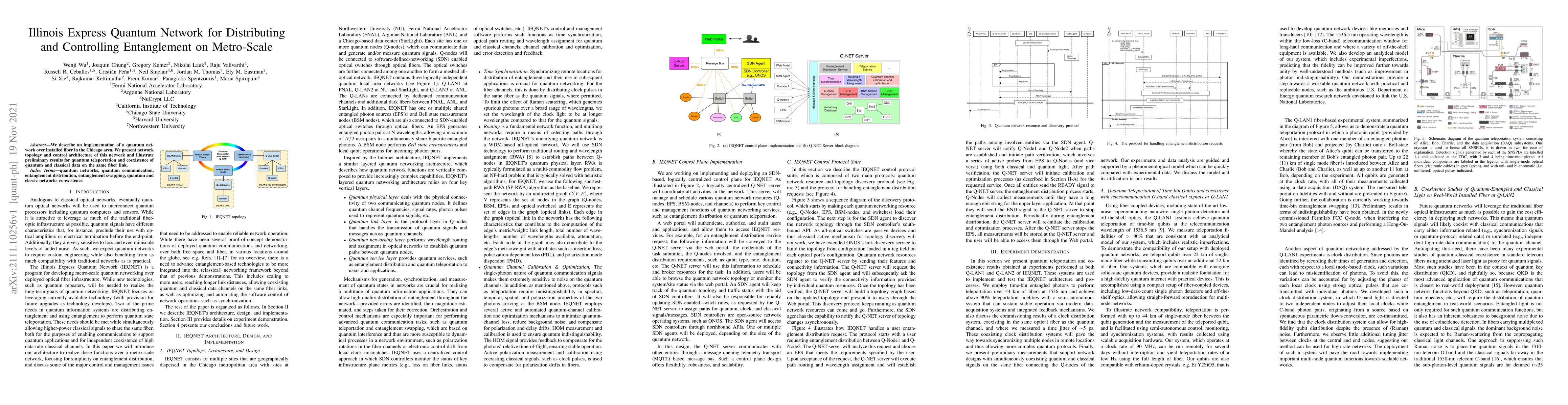 Thumbnail for Illinois Express Quantum Network for Distributing and Controlling
  Entanglement on Metro-Scale