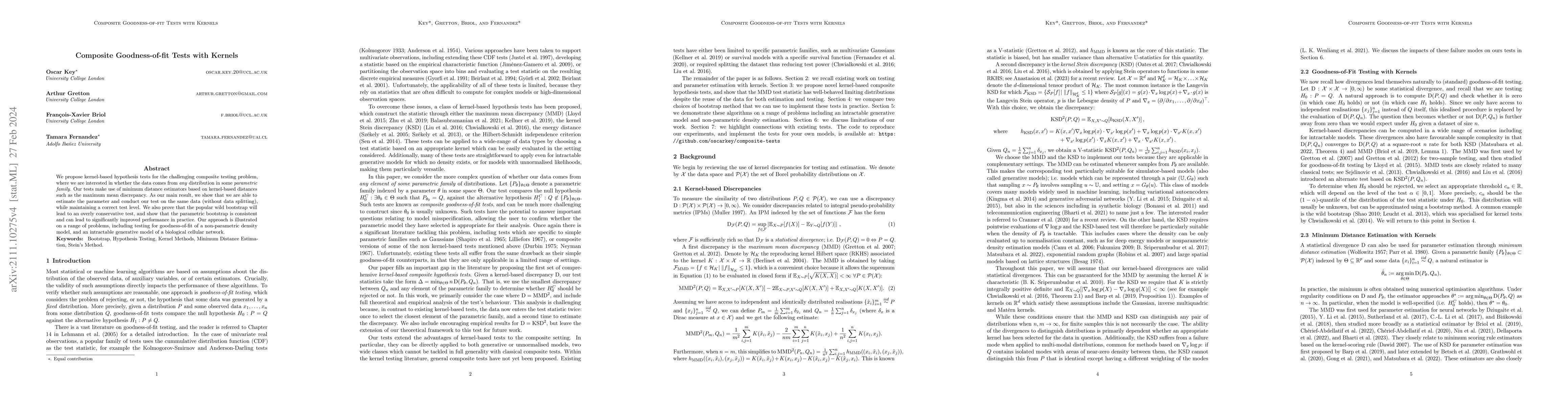 Thumbnail for Composite Goodness-of-fit Tests with Kernels