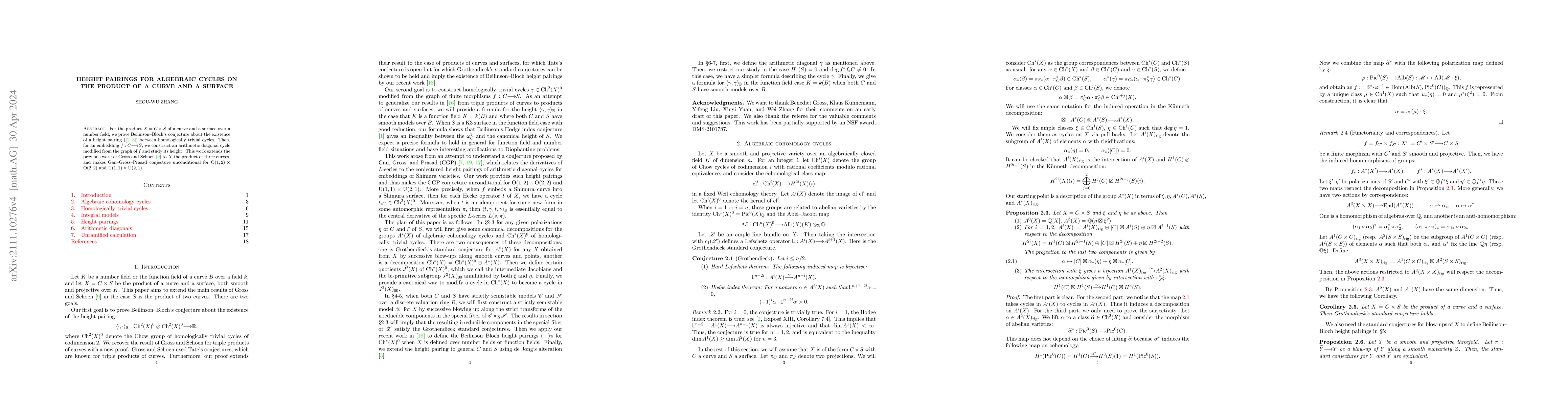 Thumbnail for Height pairings for algebraic cycles on the product of a curve and a
  surface