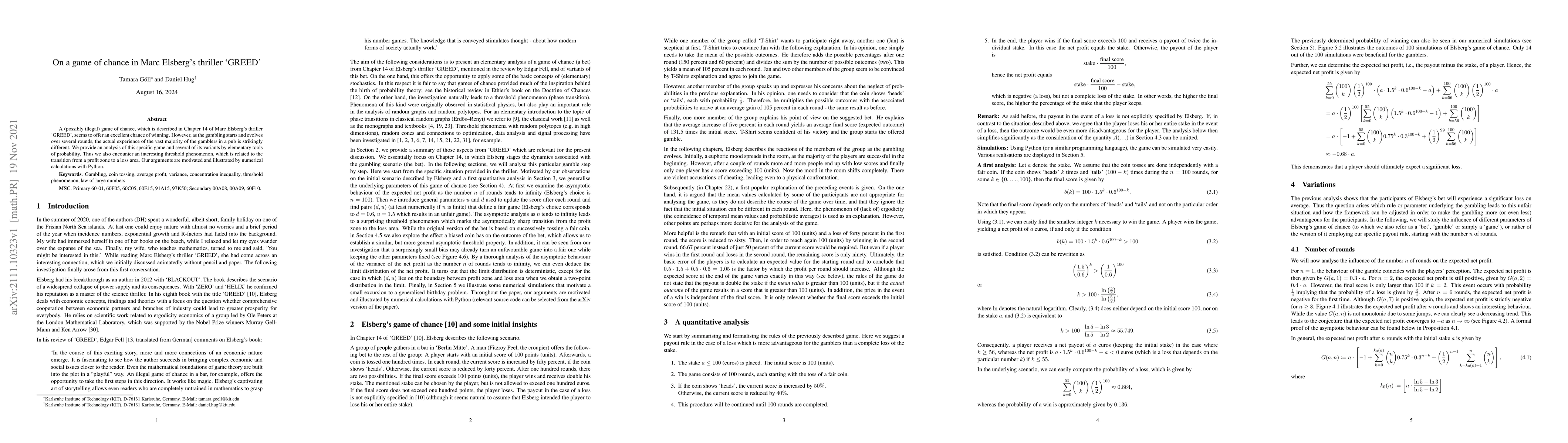 Thumbnail for On a game of chance in Marc Elsberg's thriller "GREED"