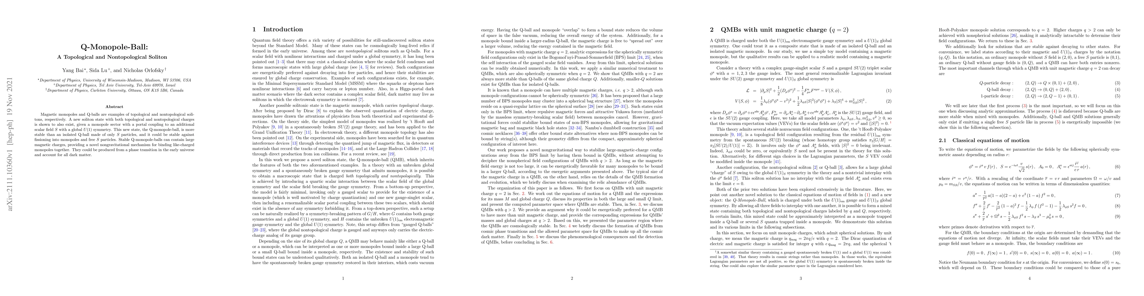 Thumbnail for Q-Monopole-Ball: A Topological and Nontopological Soliton