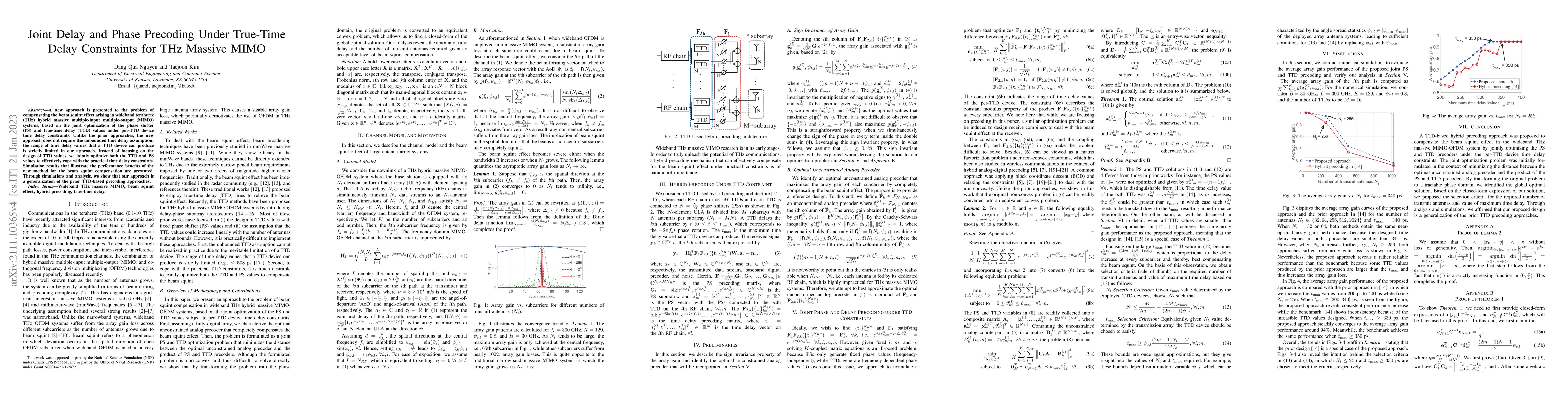 Thumbnail for Joint Delay and Phase Precoding Under True-Time Delay Constraints for
  THz Massive MIMO