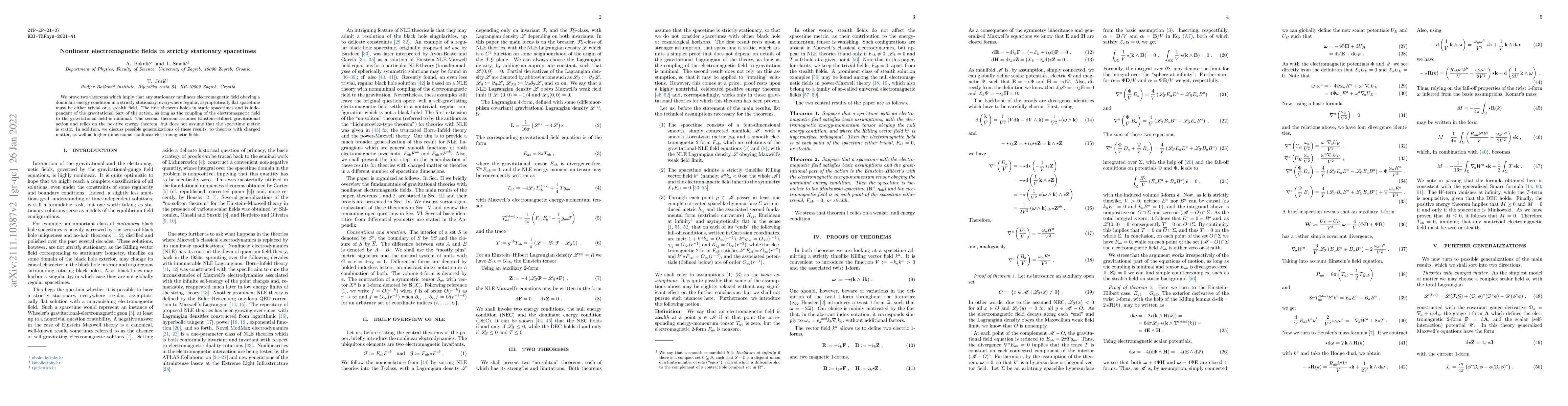 Thumbnail for Nonlinear electromagnetic fields in strictly stationary spacetimes