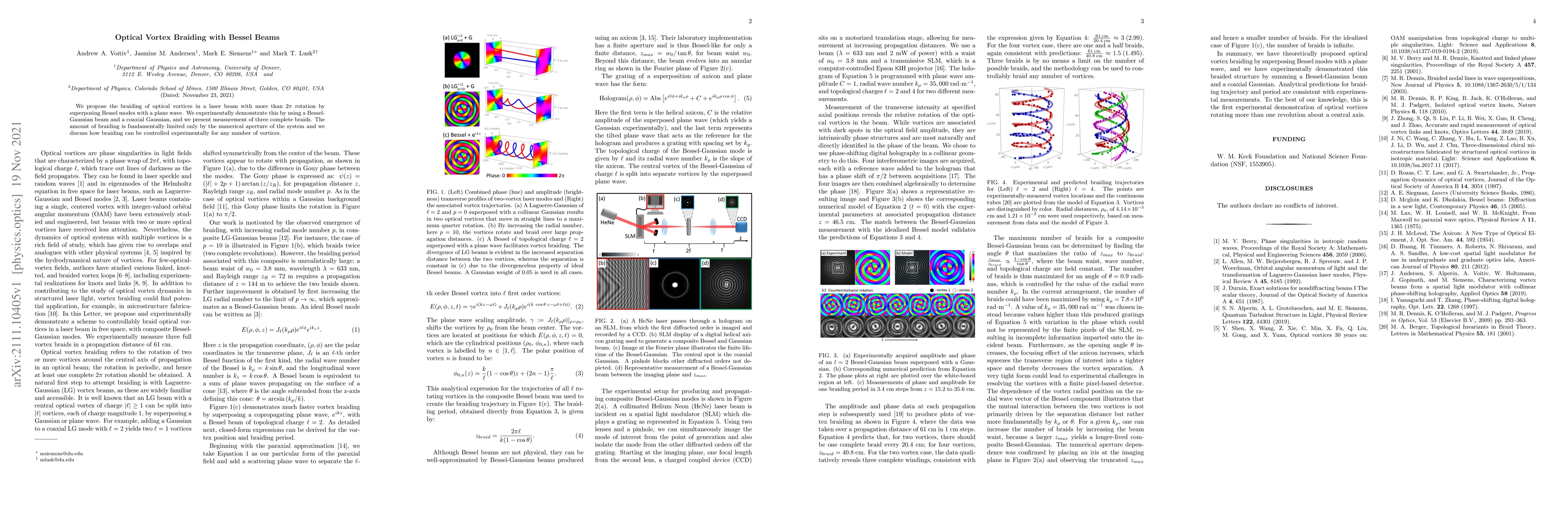 Thumbnail for Optical Vortex Braiding with Bessel Beams
