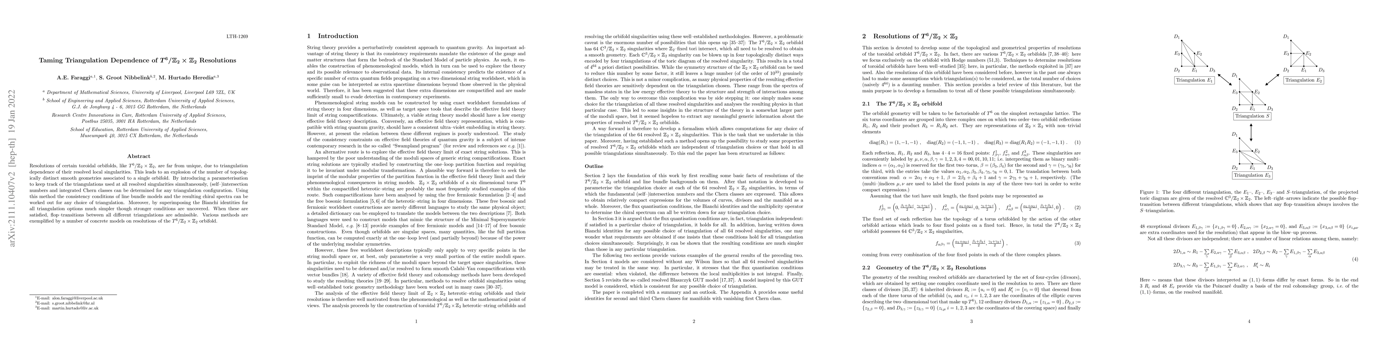 Thumbnail for Taming Triangulation Dependence of T6/Z2xZ2 Resolutions