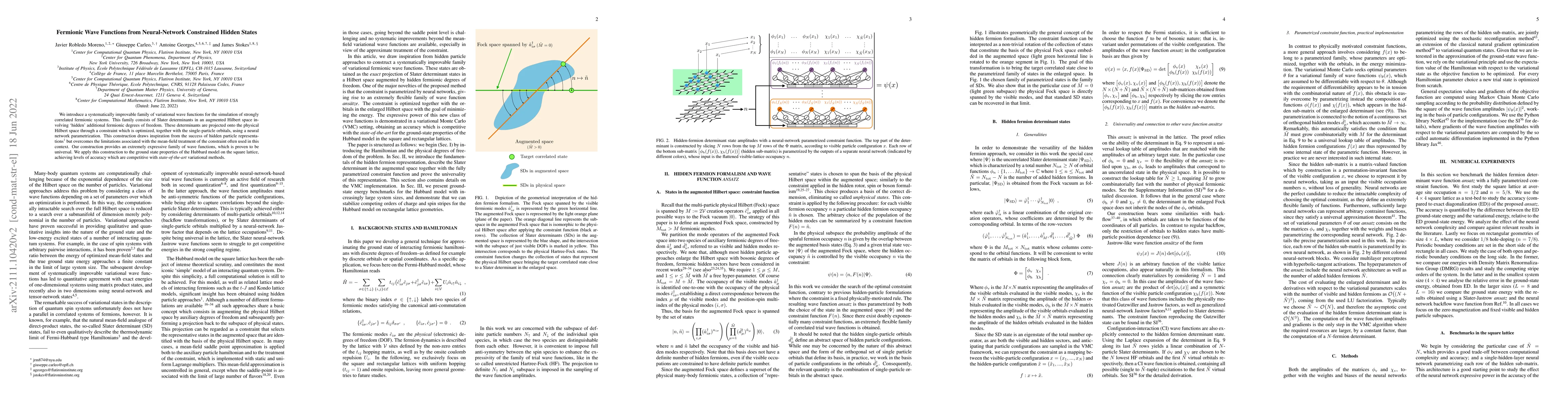 Thumbnail for Fermionic Wave Functions from Neural-Network Constrained Hidden States