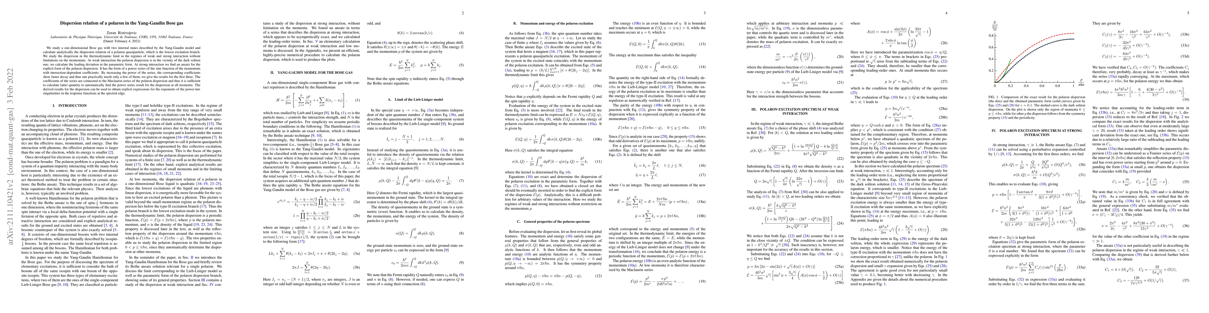 Thumbnail for Dispersion relation of a polaron in the Yang-Gaudin Bose gas
