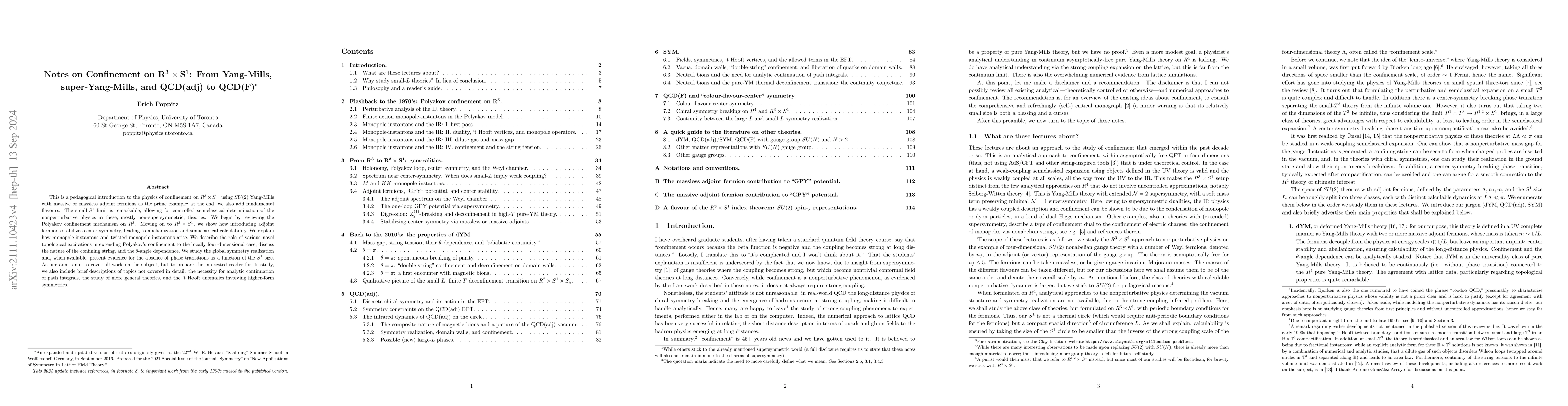 Thumbnail for Notes on Confinement on $\mathbf{R^3 \times S^1}$: From Yang-Mills,
  super-Yang-Mills, and QCD(adj) to QCD(F)