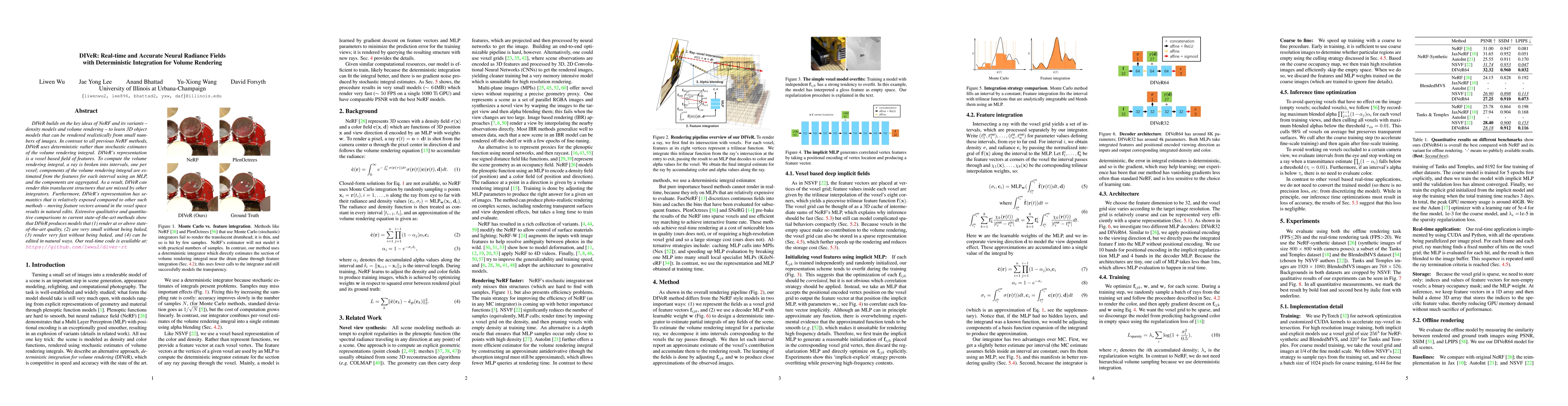Thumbnail for DIVeR: Real-time and Accurate Neural Radiance Fields with Deterministic
  Integration for Volume Rendering