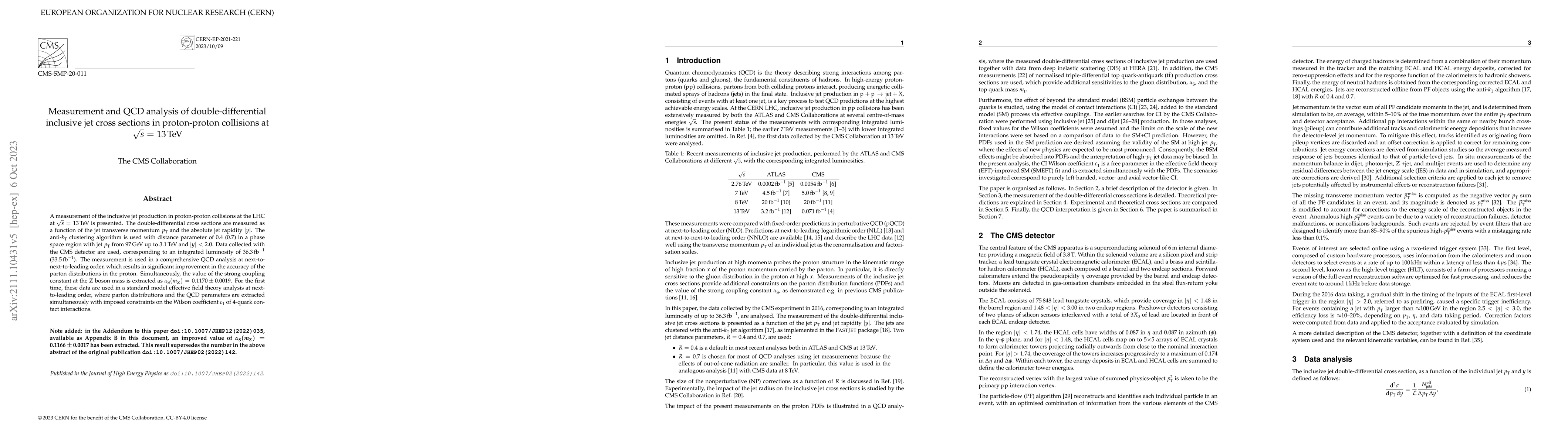 Thumbnail for Measurement and QCD analysis of double-differential inclusive jet cross
  sections in proton-proton collisions at $\sqrt{s}$ = 13 TeV