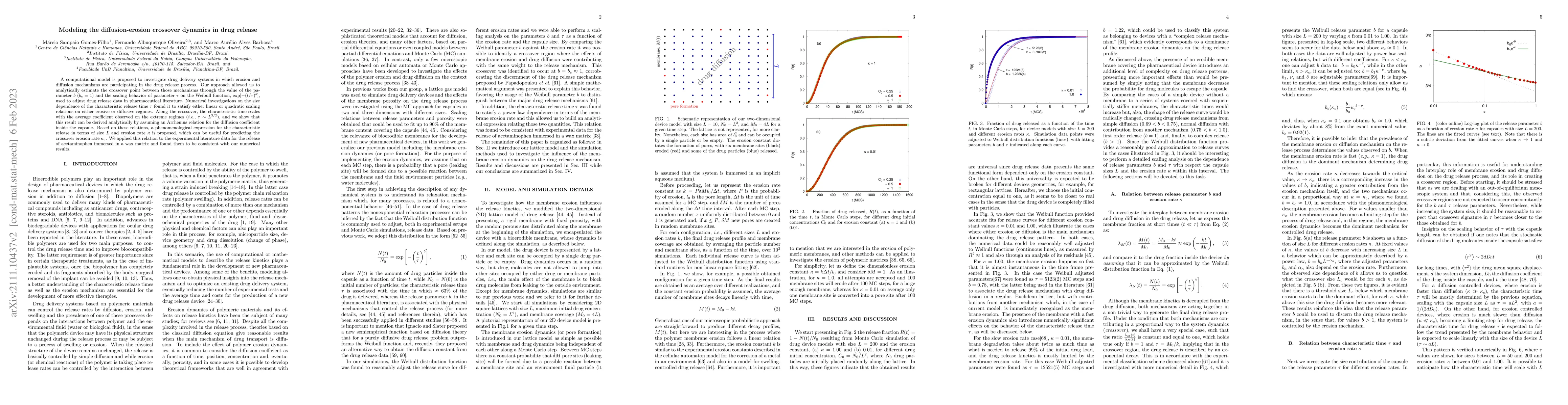 Thumbnail for Modeling the diffusion-erosion crossover dynamics in drug release