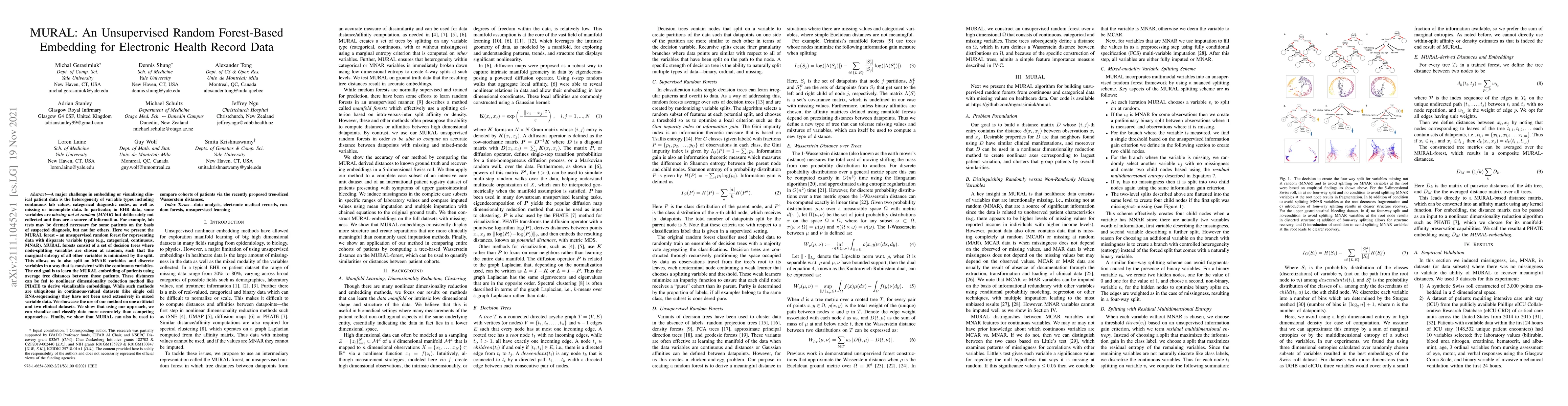 Thumbnail for MURAL: An Unsupervised Random Forest-Based Embedding for Electronic
  Health Record Data