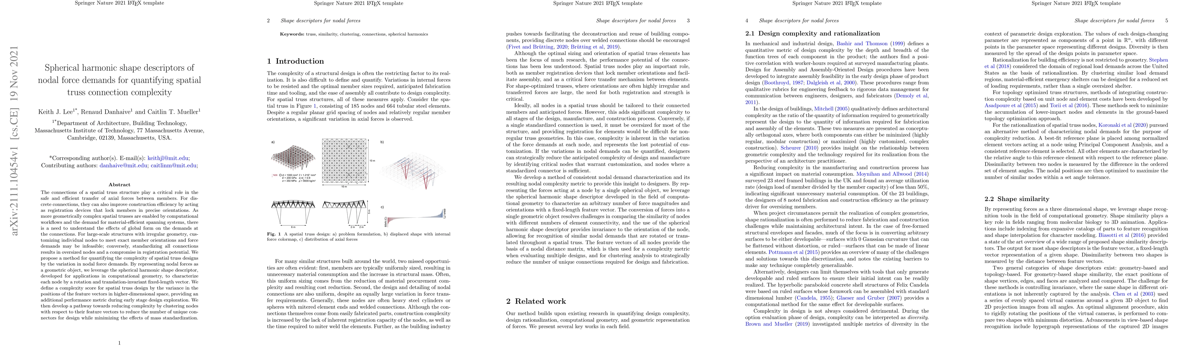 Thumbnail for Spherical harmonic shape descriptors of nodal force demands for
  quantifying spatial truss connection complexity