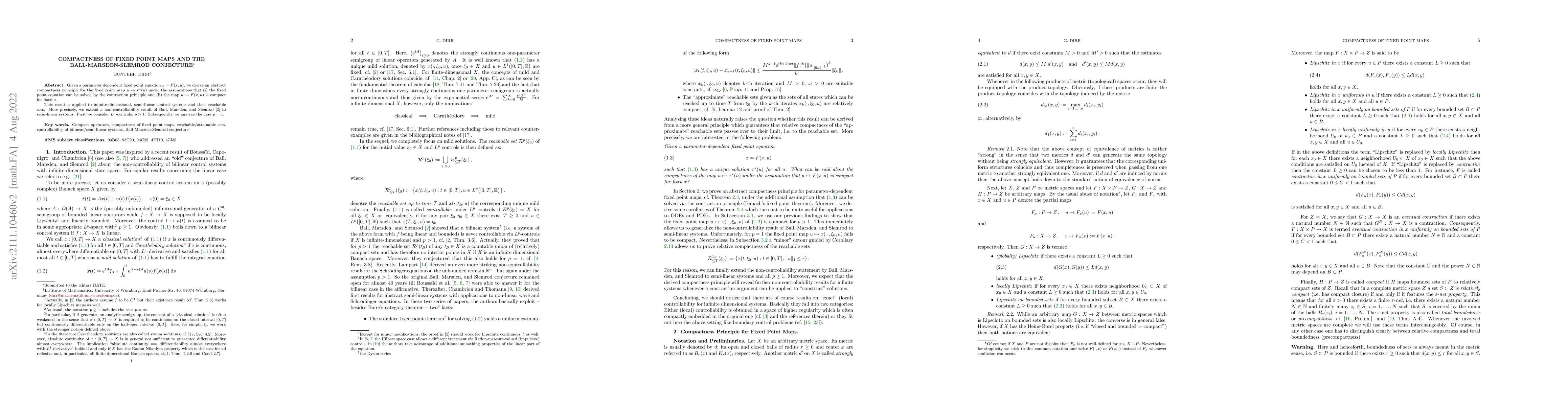 Thumbnail for Compactness of Fixed Point Maps and the Ball-Marsden-Slemrod Conjecture