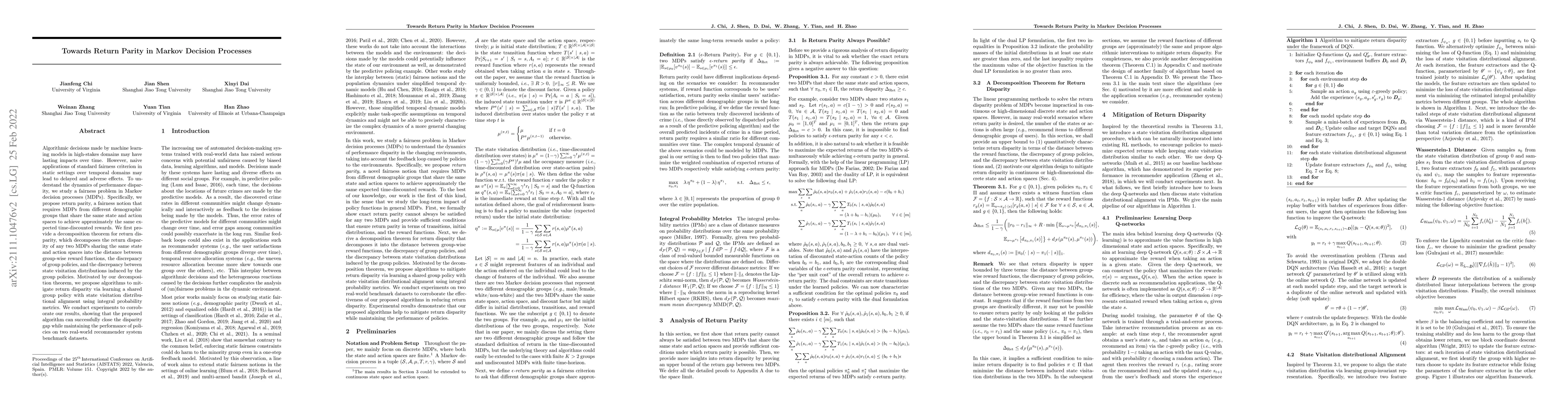 Thumbnail for Towards Return Parity in Markov Decision Processes