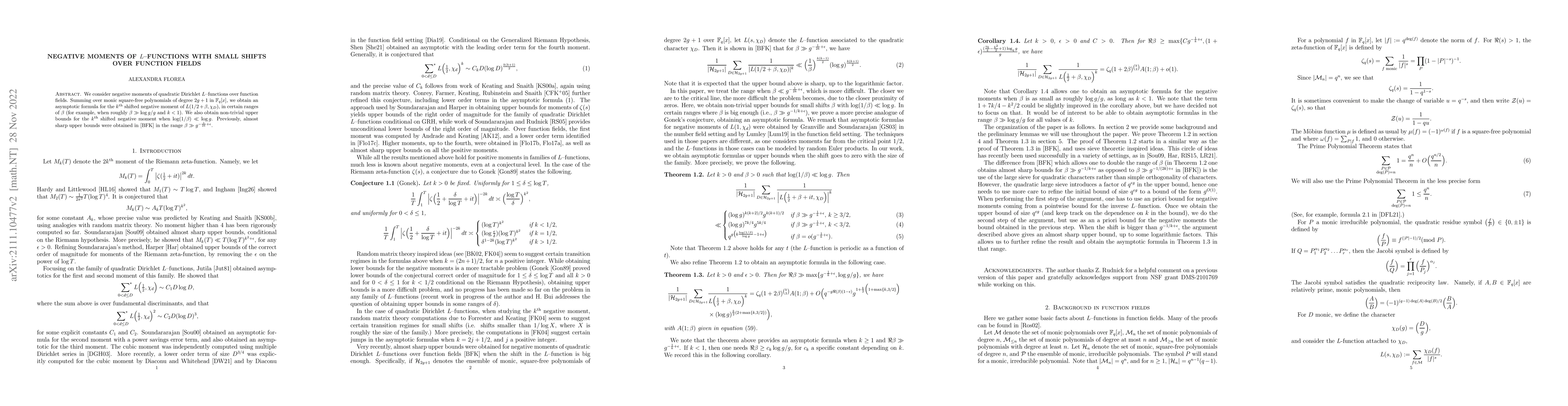 Thumbnail for Negative moments of $L$-functions with small shifts over function fields