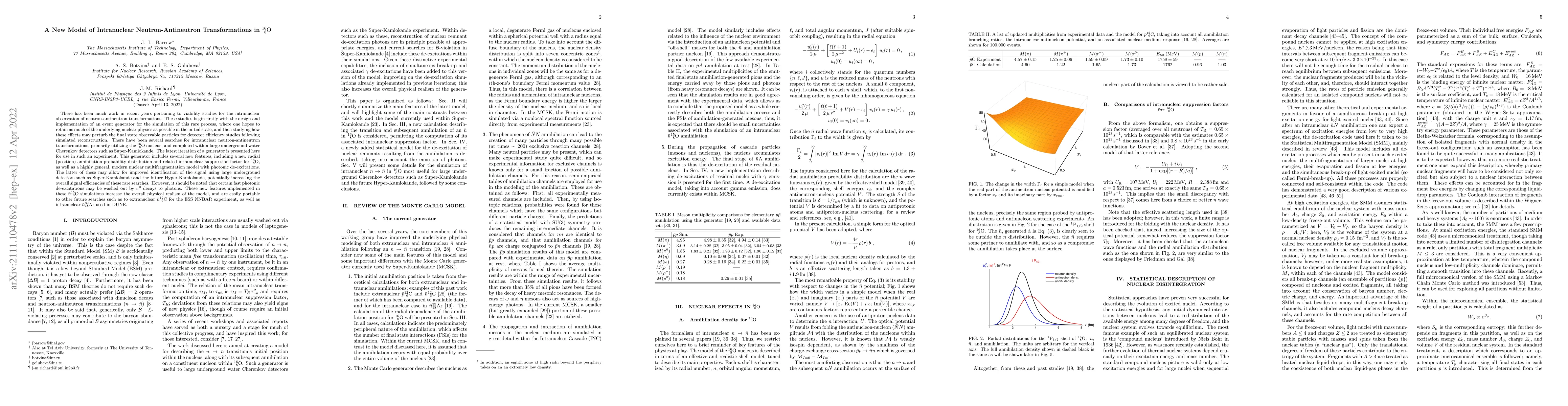Thumbnail for A New Model of Intranuclear Neutron-Antineutron Transformations in
  ${}^{16}_{8}$O