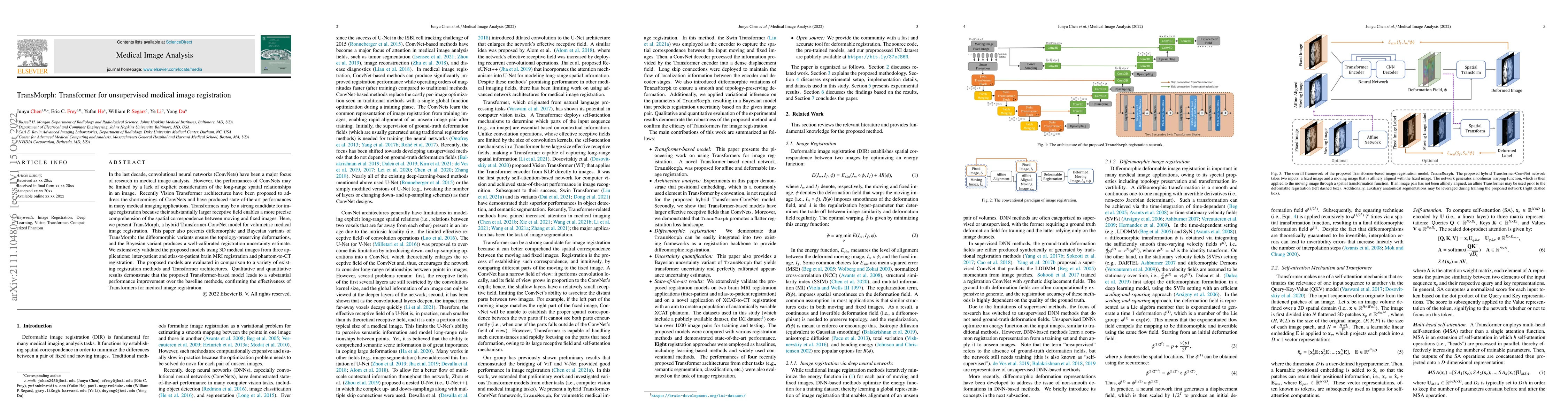 Thumbnail for TransMorph: Transformer for unsupervised medical image registration