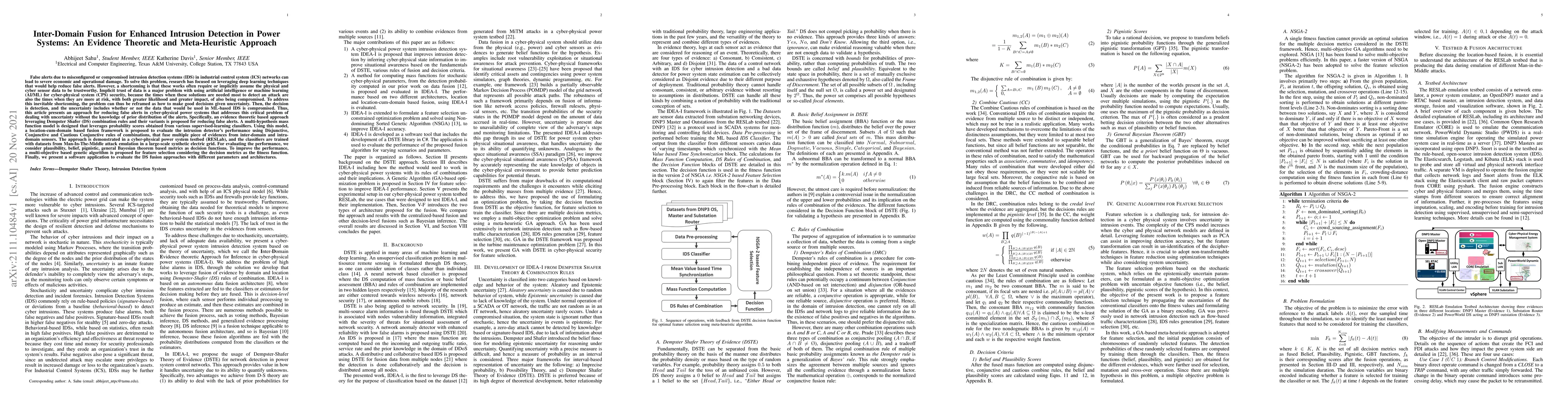 Thumbnail for Inter-Domain Fusion for Enhanced Intrusion Detection in Power Systems:
  An Evidence Theoretic and Meta-Heuristic Approach