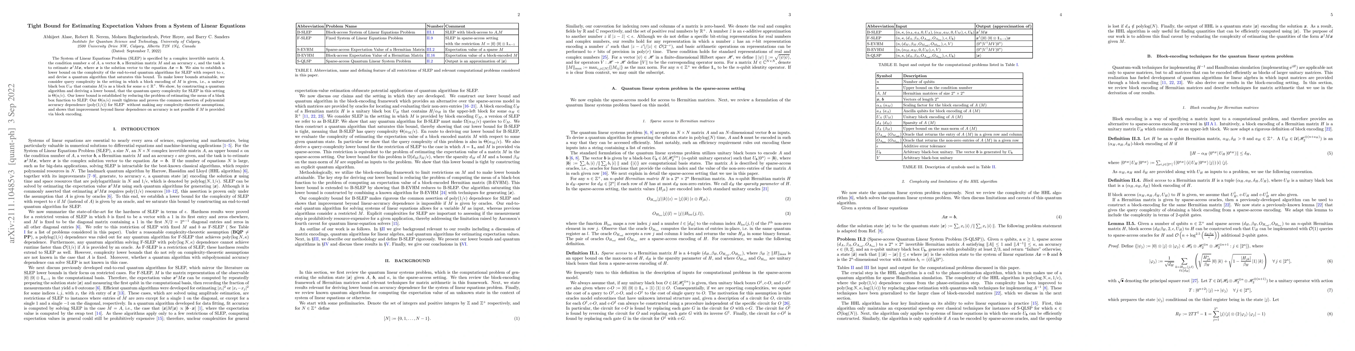 Thumbnail for Tight Bound for Estimating Expectation Values from a System of Linear
  Equations