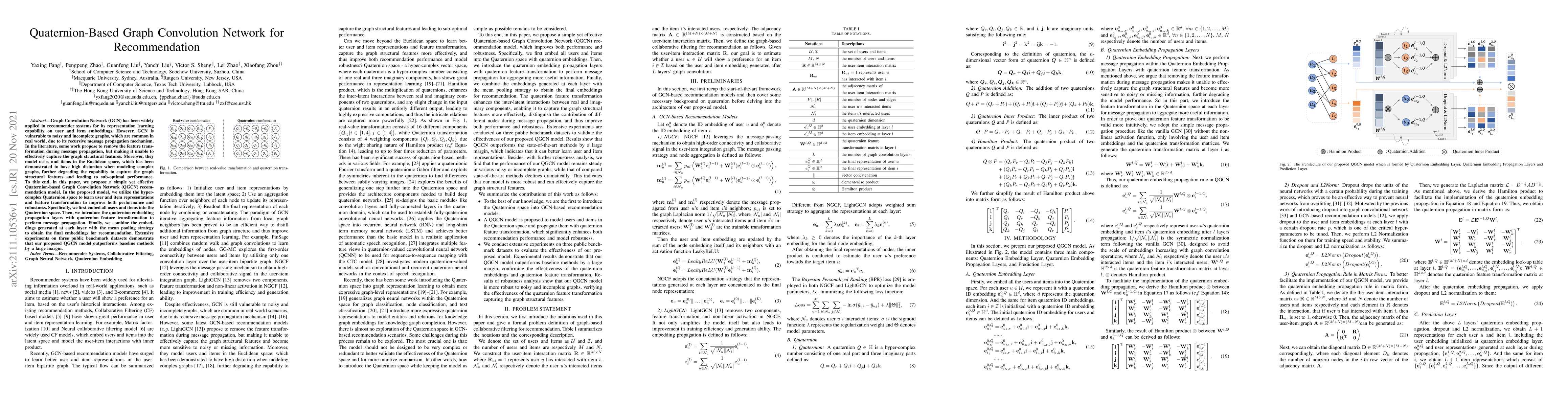 Thumbnail for Quaternion-Based Graph Convolution Network for Recommendation