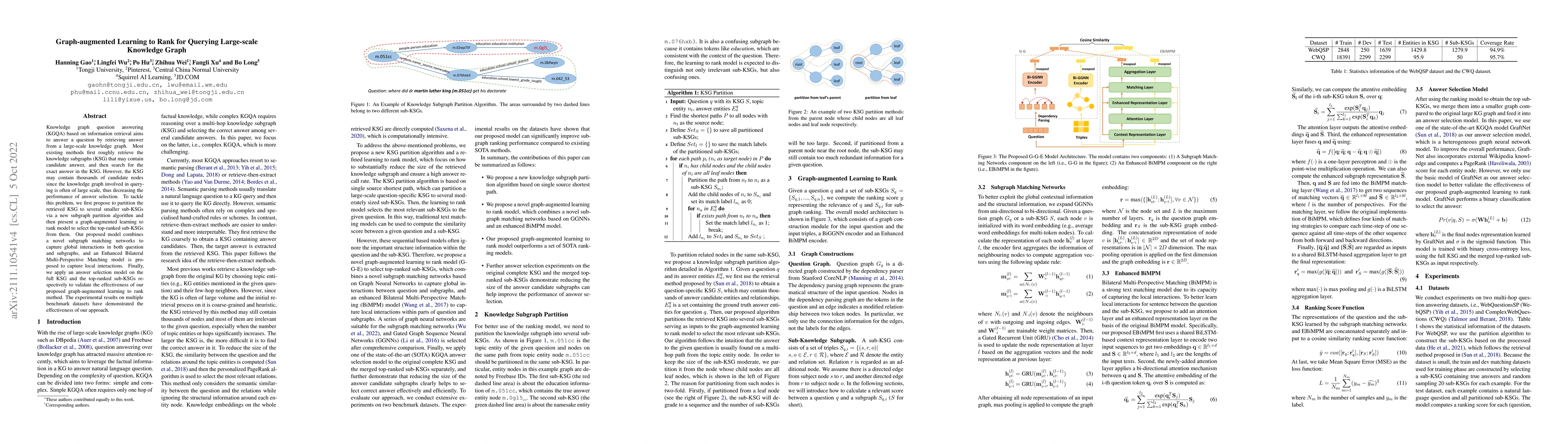 Thumbnail for Graph-augmented Learning to Rank for Querying Large-scale Knowledge
  Graph