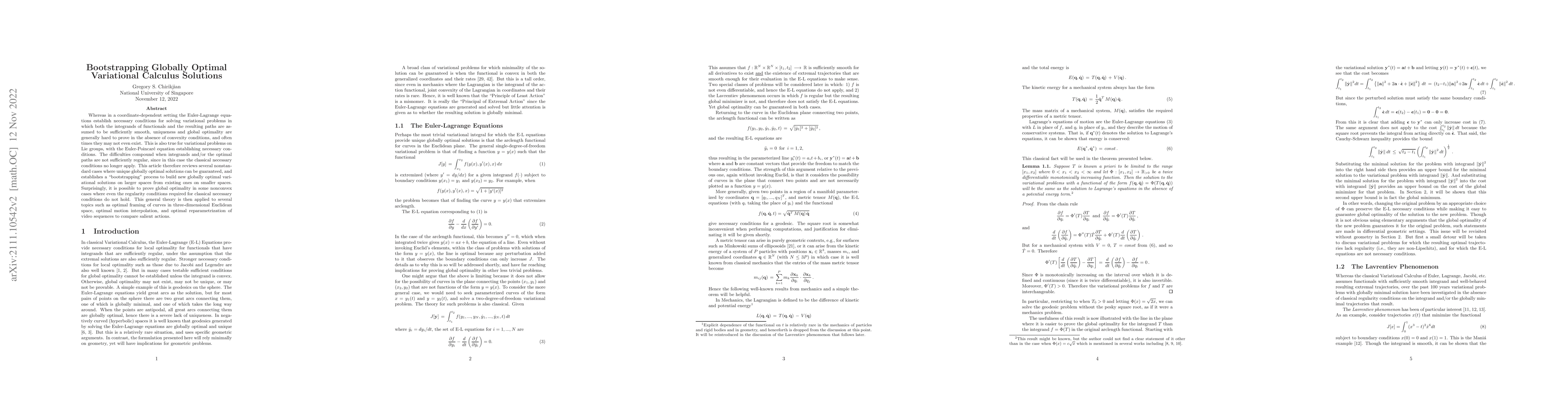 Thumbnail for Bootstrapping Globally Optimal Variational Calculus Solutions