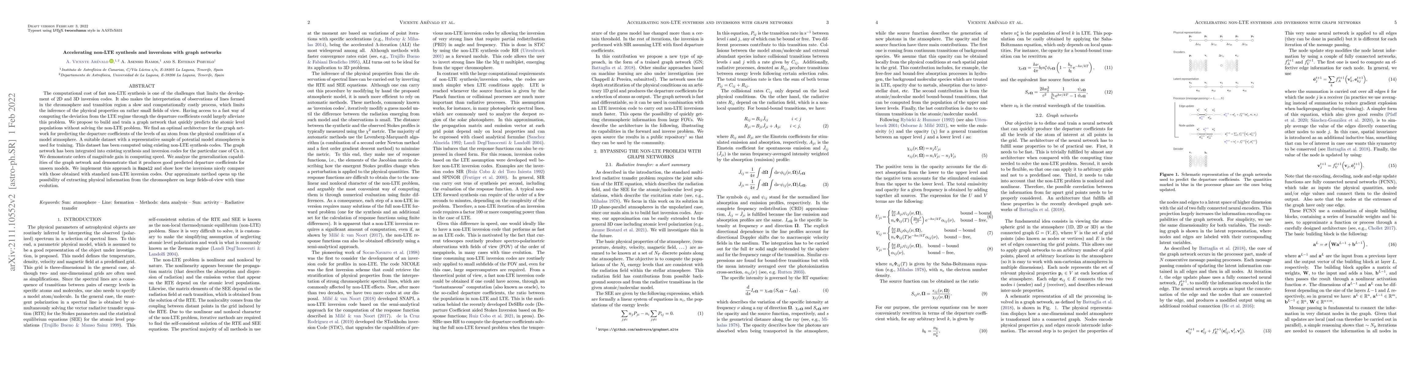 Thumbnail for Accelerating non-LTE synthesis and inversions with graph networks