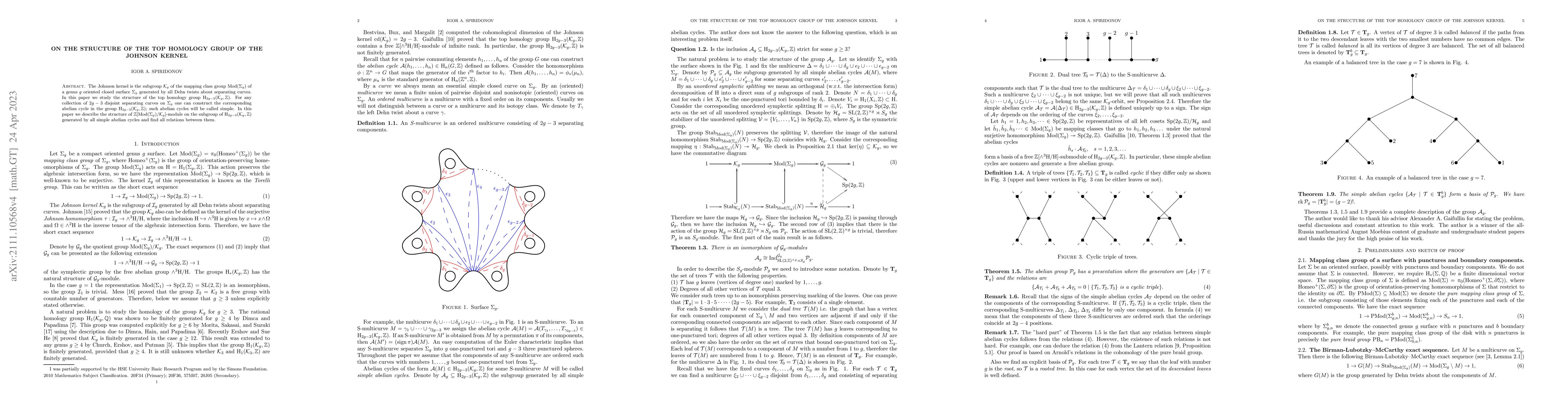 Thumbnail for On the structure of the top homology group of the Johnson kernel