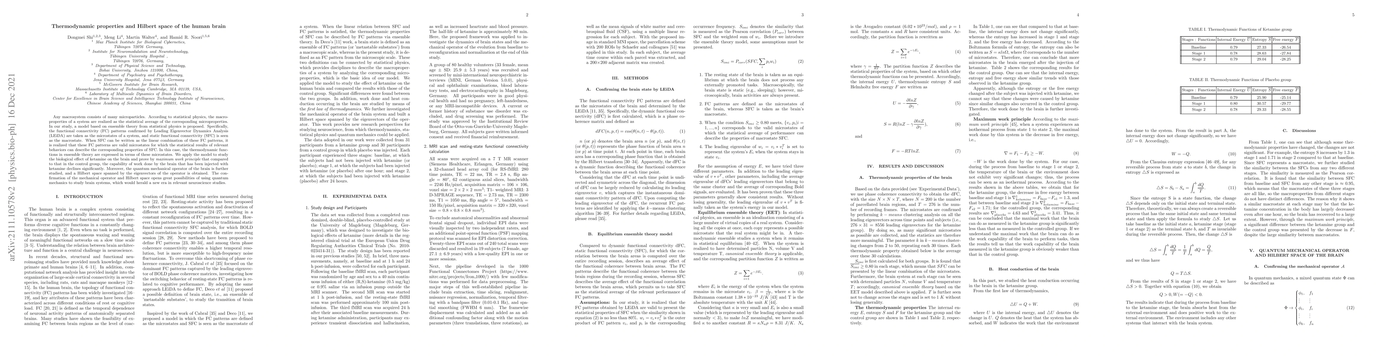 Thumbnail for Thermodynamic properties and Hilbert space of the human brain