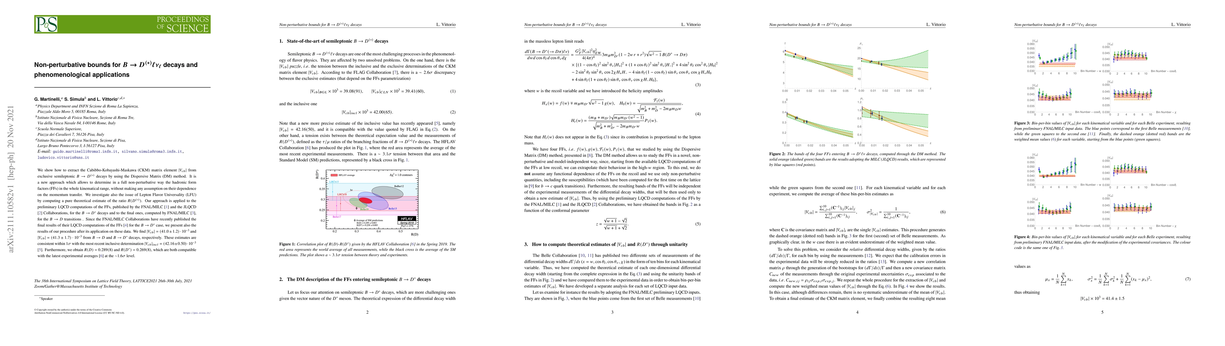 Thumbnail for Non-perturbative bounds for $B \to D^{(*)}\ell\nu_{\ell}$ decays and
  phenomenological applications