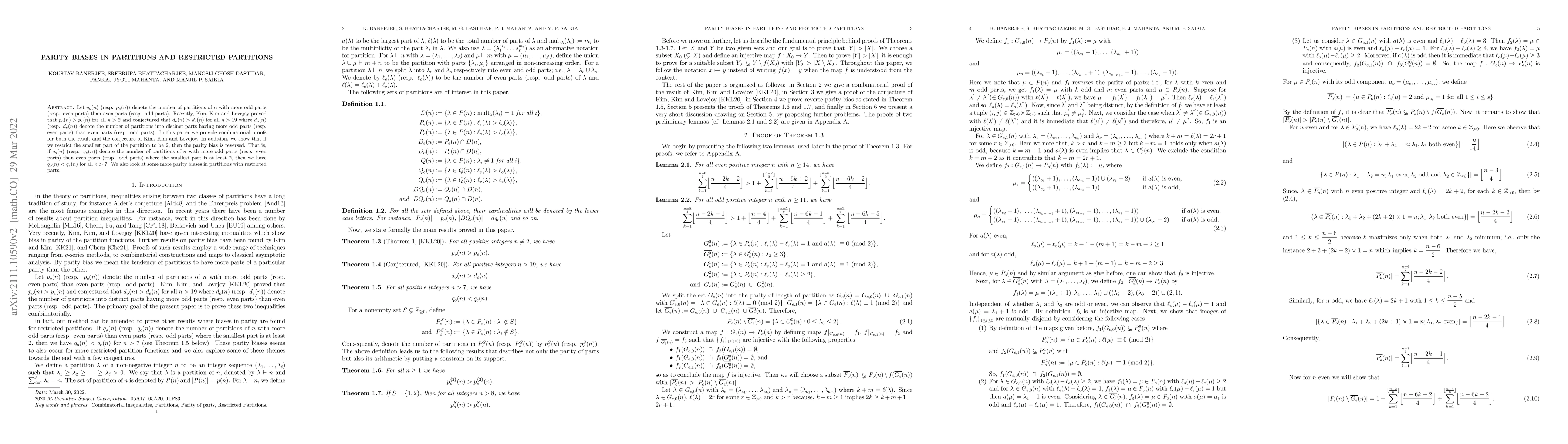 Thumbnail for Parity biases in partitions and restricted partitions