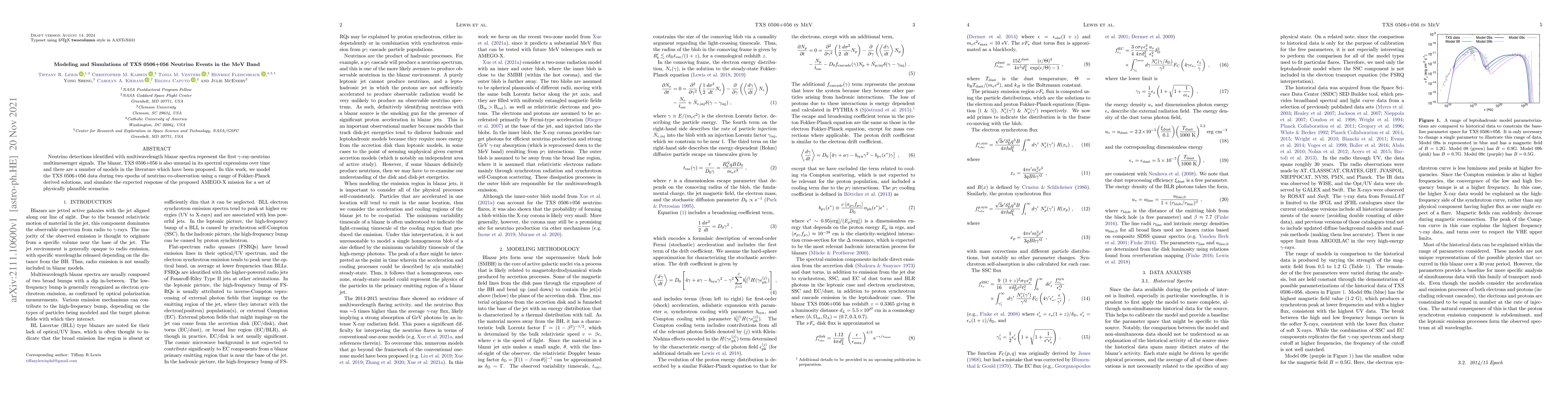Thumbnail for Modeling and Simulations of TXS 0506+056 Neutrino Events in the MeV Band