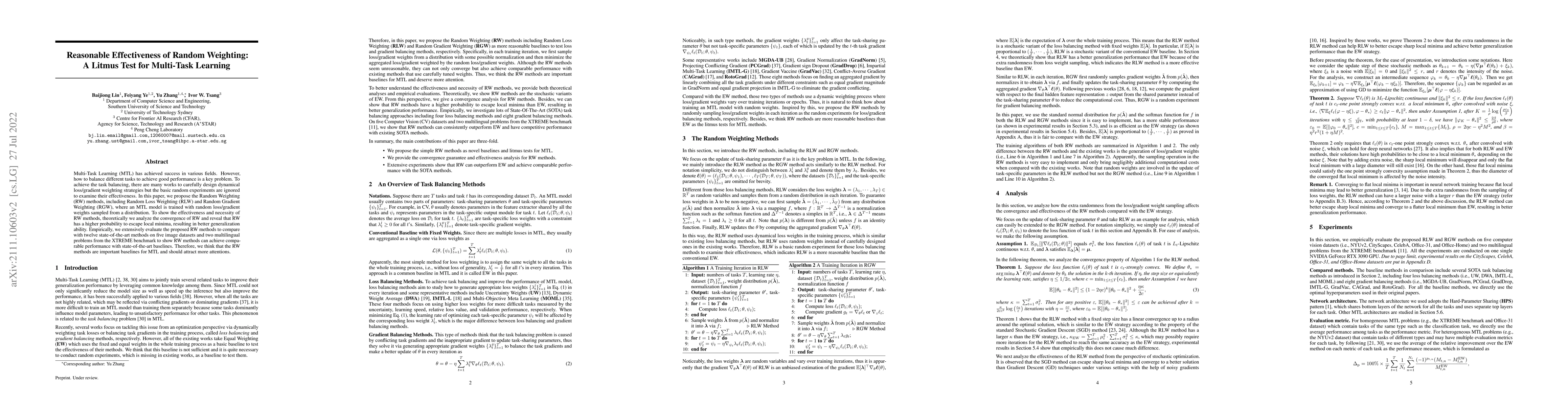 Thumbnail for Reasonable Effectiveness of Random Weighting: A Litmus Test for
  Multi-Task Learning