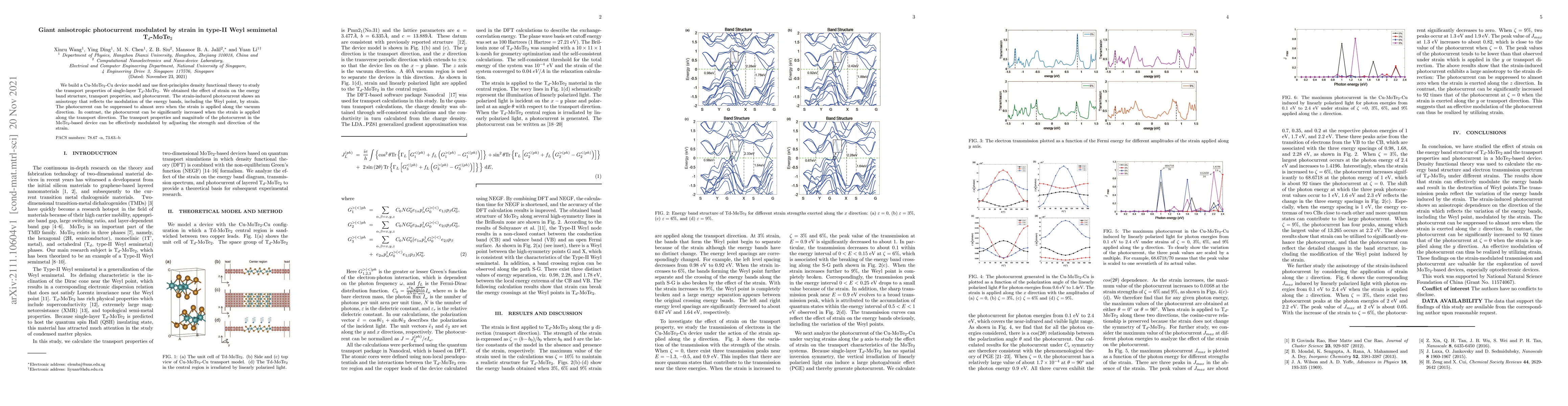 Thumbnail for Giant anisotropic photocurrent modulated by strain in type-II Weyl
  semimetal Td-MoTe2