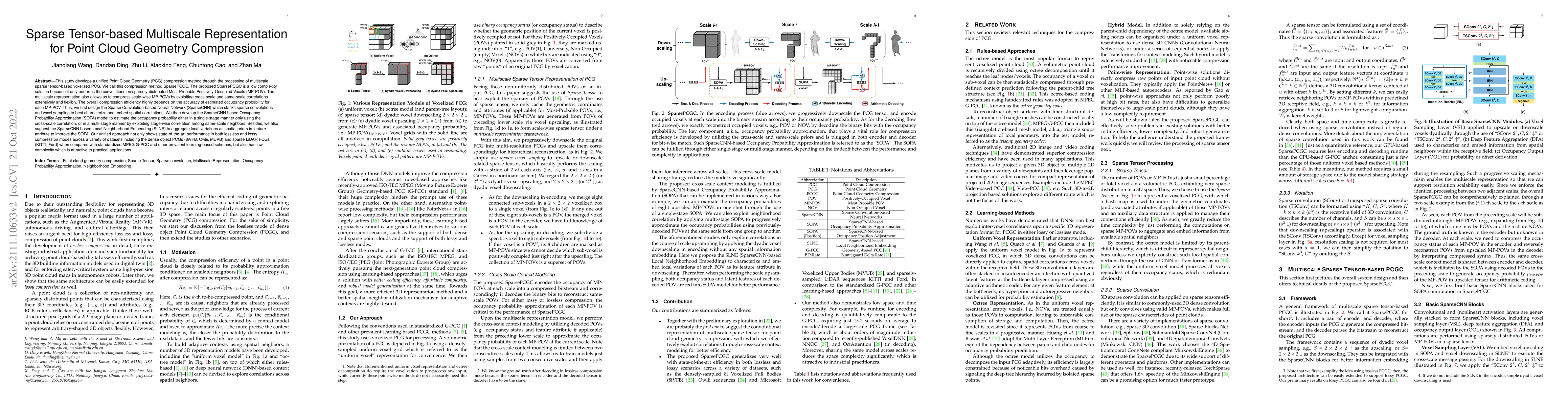 Thumbnail for Sparse Tensor-based Multiscale Representation for Point Cloud Geometry
  Compression