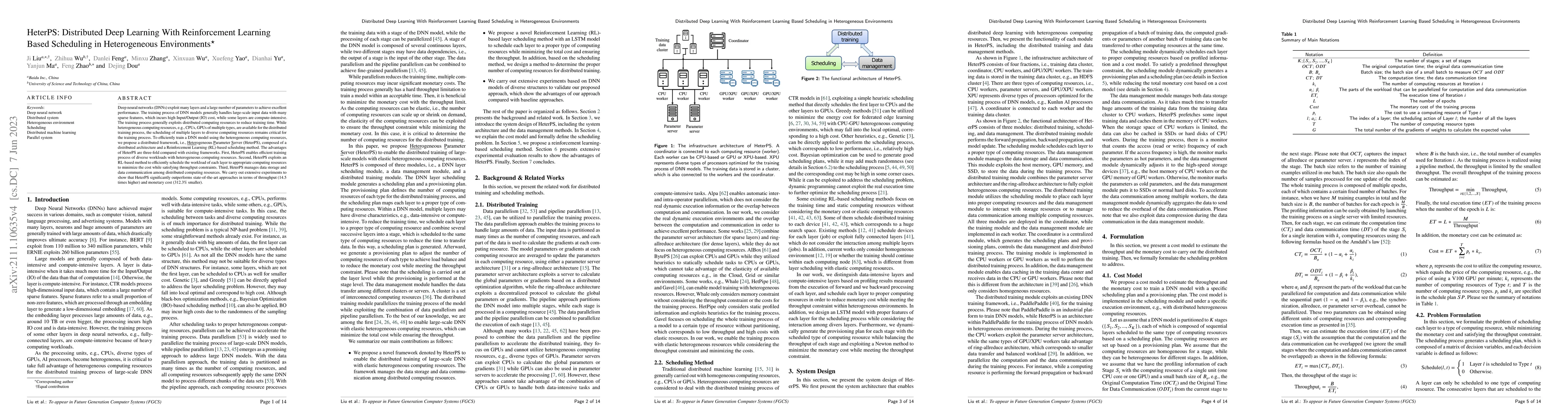 Thumbnail for HeterPS: Distributed Deep Learning With Reinforcement Learning Based
  Scheduling in Heterogeneous Environments