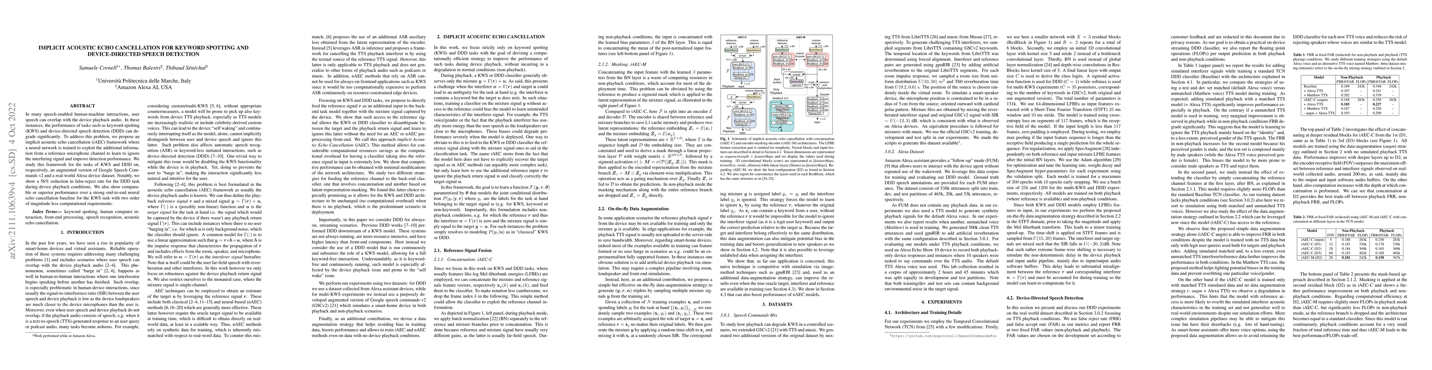 Thumbnail for Implicit Acoustic Echo Cancellation for Keyword Spotting and
  Device-Directed Speech Detection
