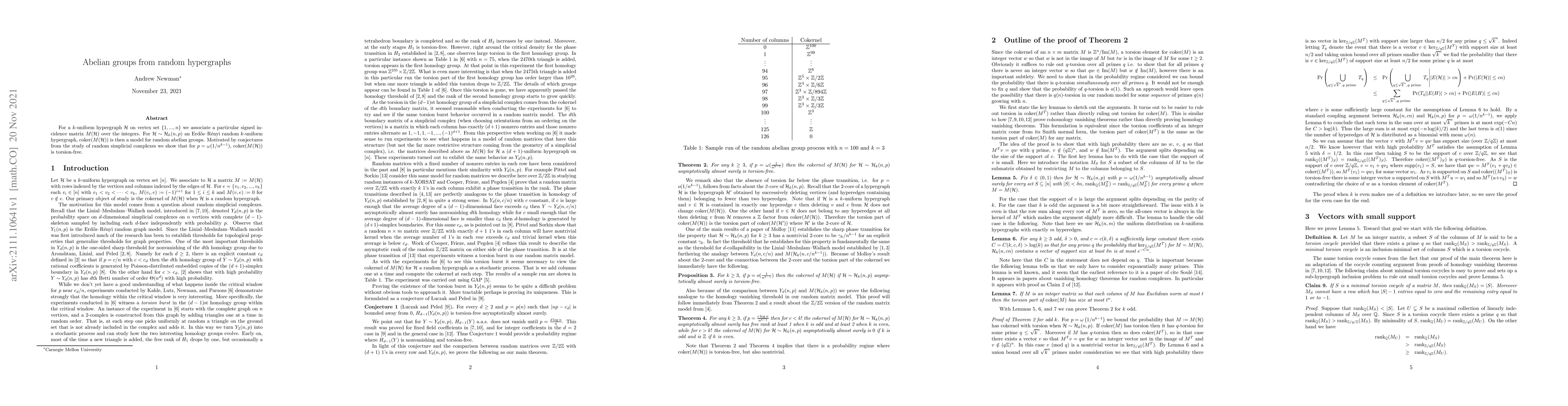 Thumbnail for Abelian groups from random hypergraphs