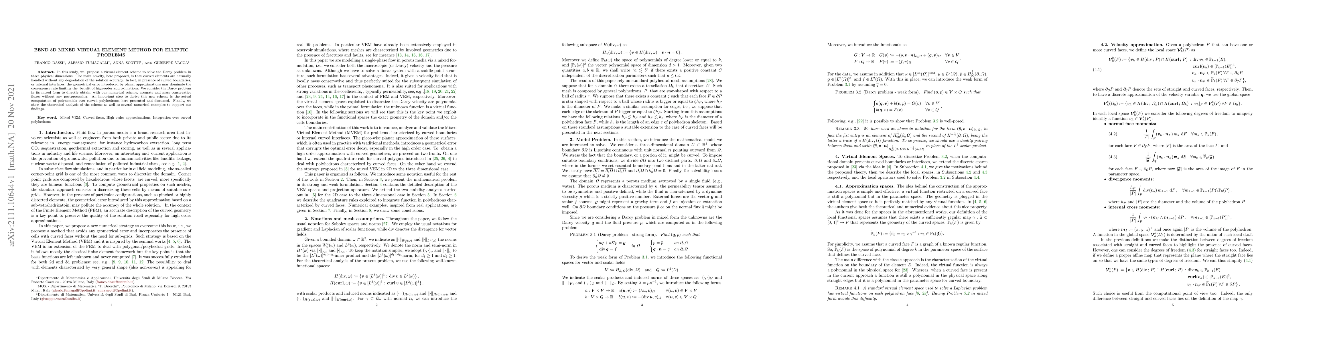 Thumbnail for Bend 3d Mixed Virtual Element Method for Elliptic Problems